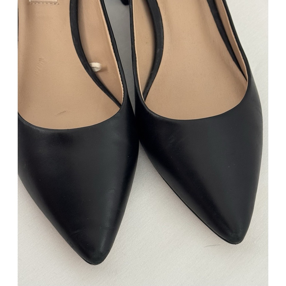 Antonio Melani Black Leather Heeled Pumps 7.5 Block - Picture 2 of 10